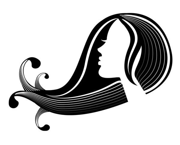 Silueta femenina de perfil y pelo — Vector de stock