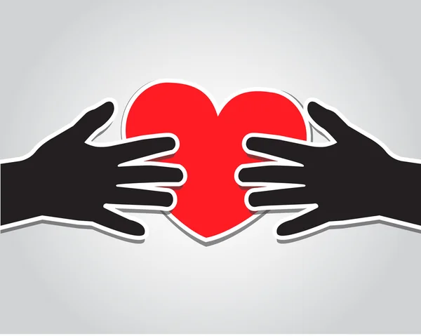 Hands holding the heart — Stock Vector