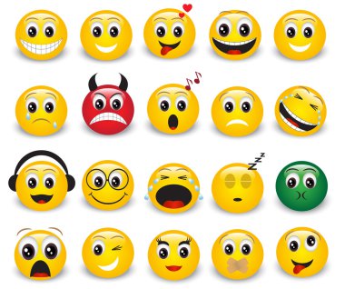 Set of round yellow emoticons clipart