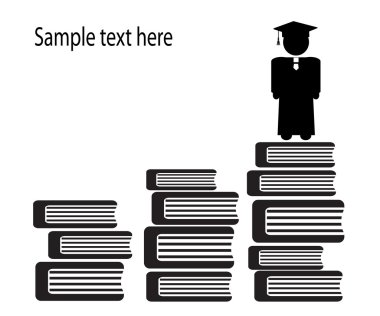Graduate and stairs of books clipart