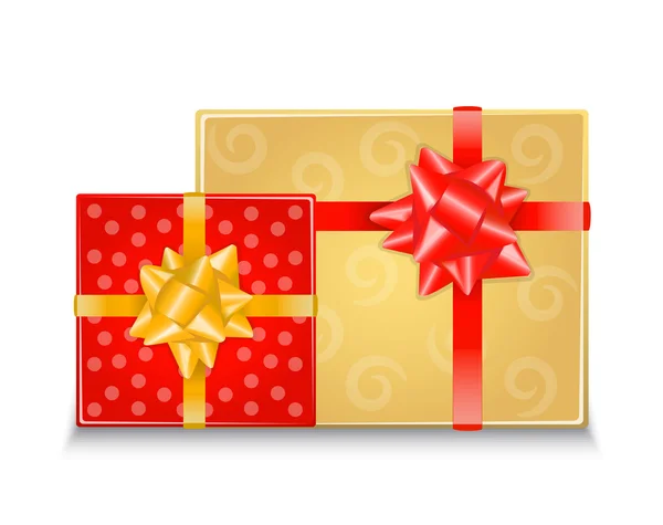 Dos cajas de regalo con arcos — Vector de stock