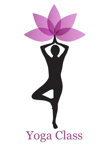 Arrière-plan avec la silhouette faisant yoga — Image vectorielle