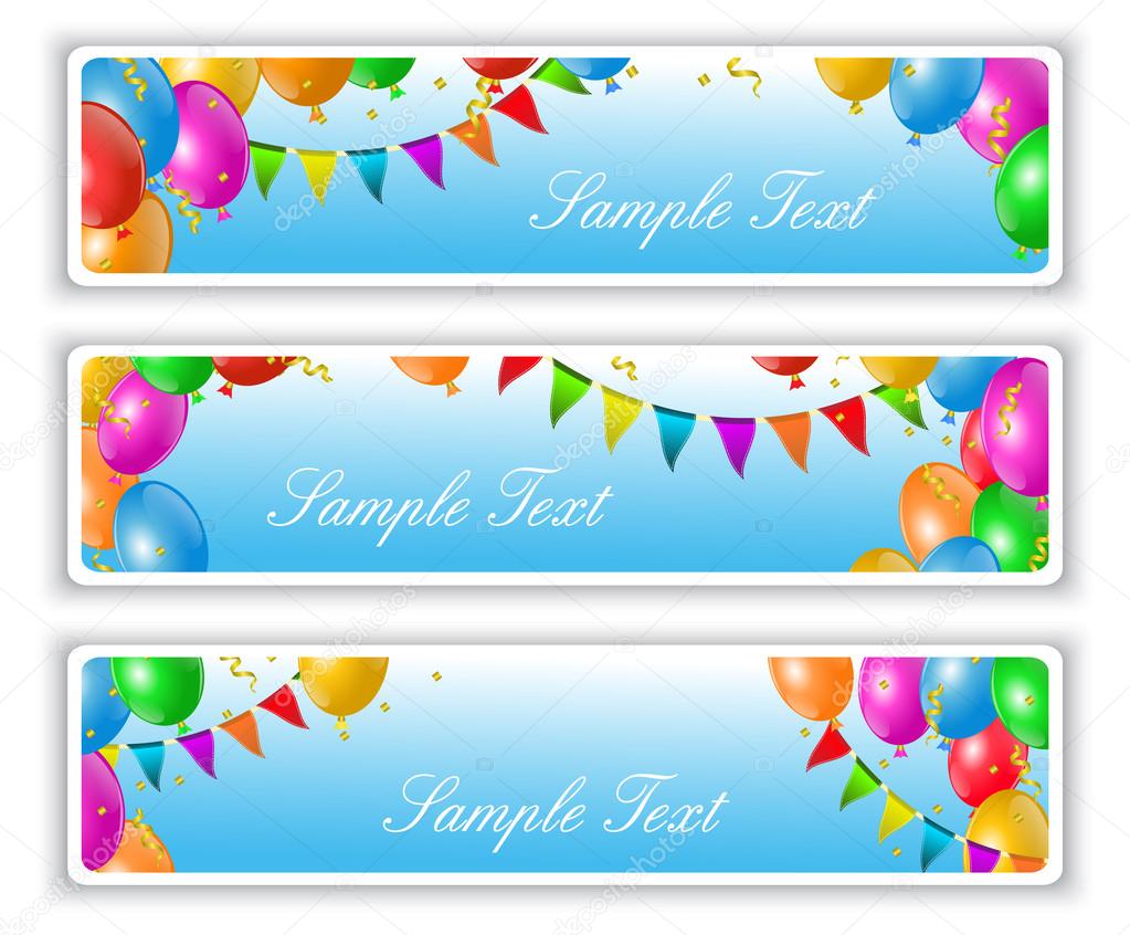 Holiday banners with balloons