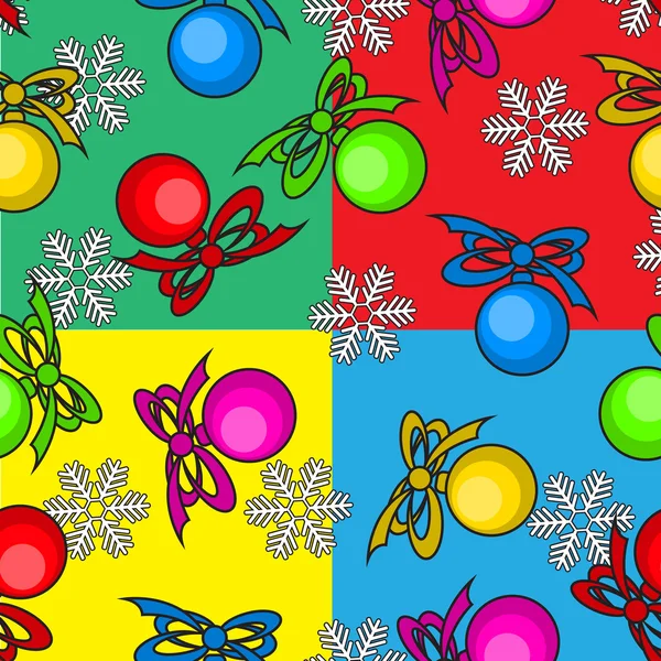 Colorato sfondo senza cuciture con giocattoli di Natale — Vettoriale Stock