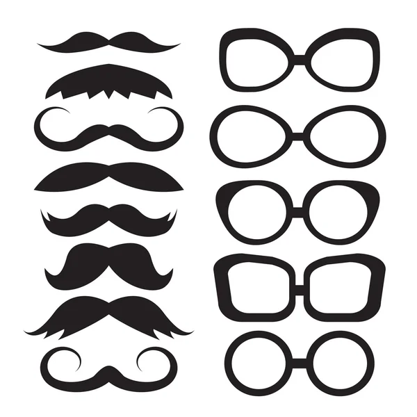 Set glasses and mustache — Stock Vector