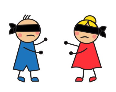 Children blindfolded seek each other clipart
