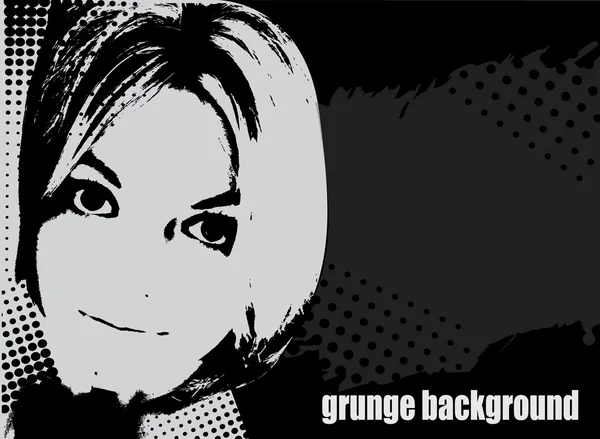 Woman's face grunge vector illustration — Stock Vector