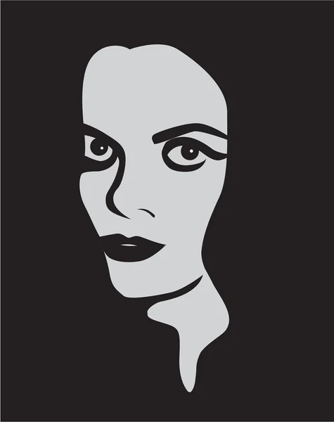 Rostro femenino con ojos expresivos — Vector de stock