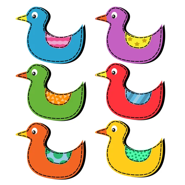 Conjunto de patos dos desenhos animados — Vetor de Stock