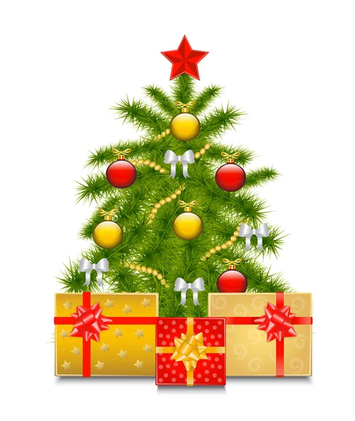 有礼物的圣诞树 — 图库矢量图片