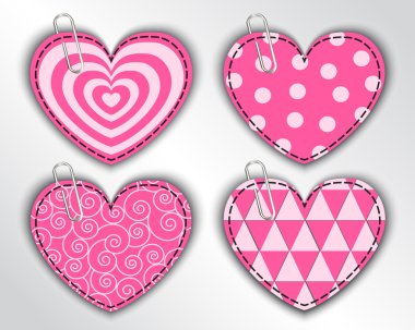 farklı desenleri ile kağıt Kalpler