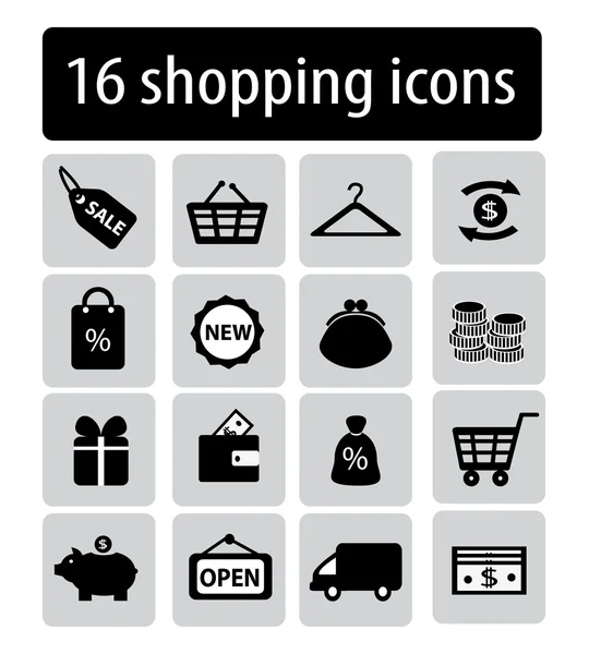 Set of black shopping icons — Stock Vector