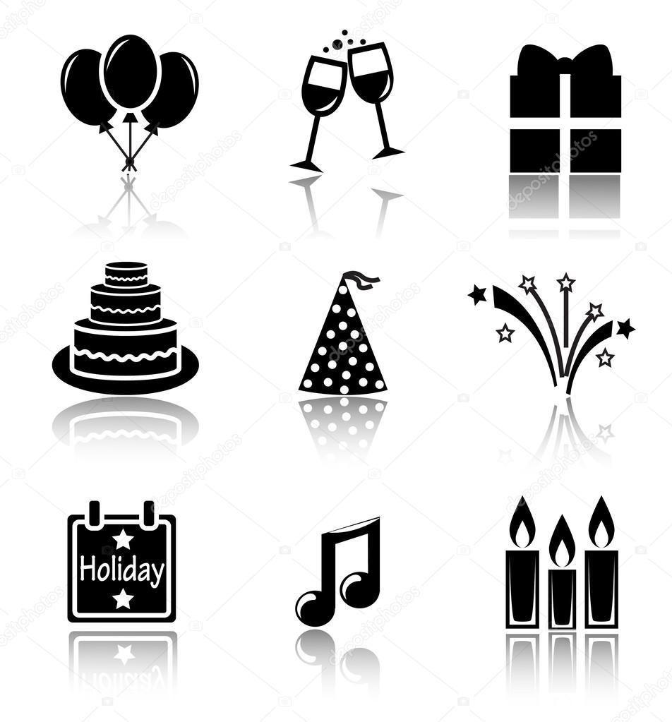 Set of black icons holidays