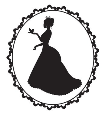 prinses met een vogel in een vintage frame