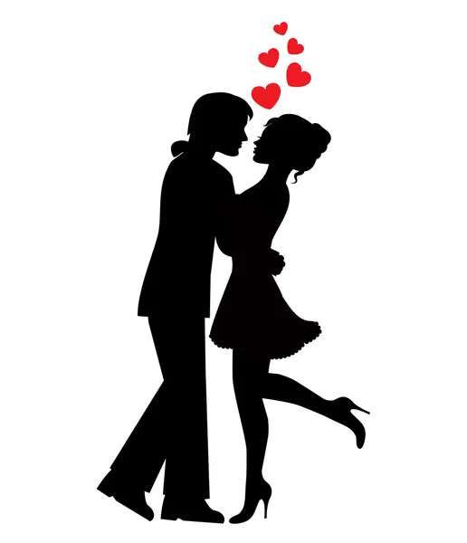 Silhouettes of couples in love — Stock Vector