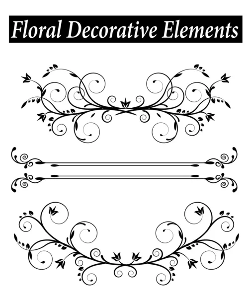 Set florales dekoratives Element mit Wirbeln — Stockvektor