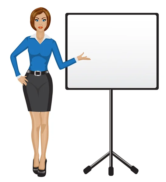 Biznes kobieta posiada prezentacji — Wektor stockowy