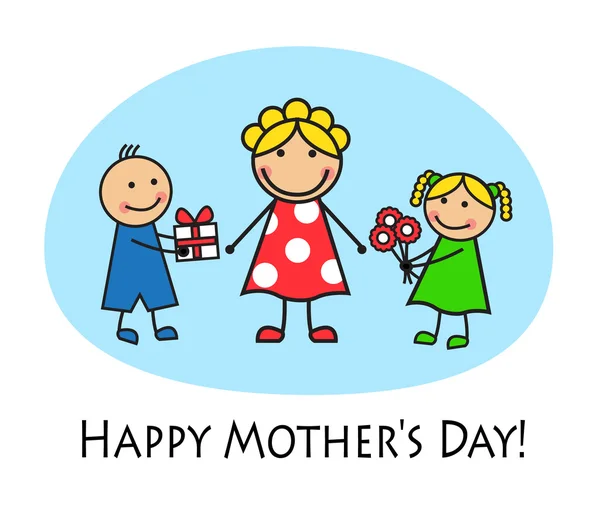 Γελοιογραφία κάρτα για την ημέρα της μητέρας — Διανυσματικό Αρχείο