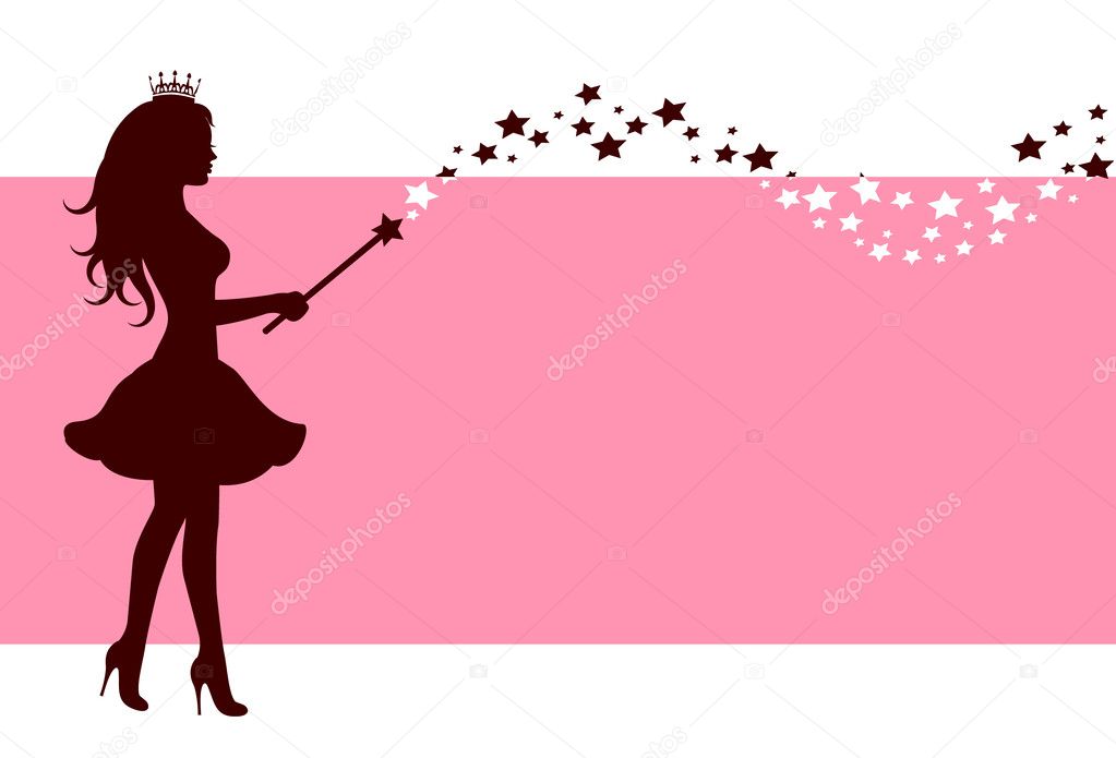 Silhouette of fairy with magic wand