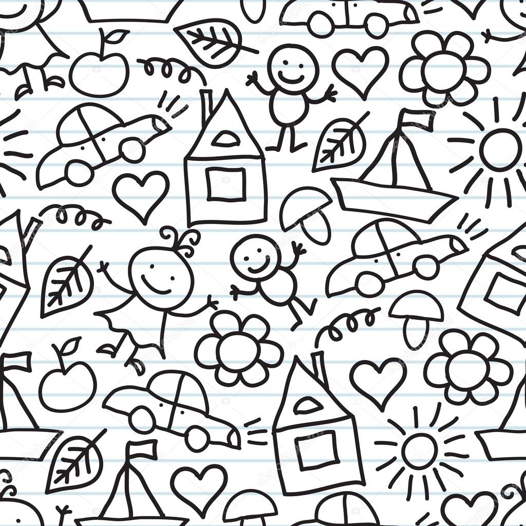 Children's drawings. Doodle background