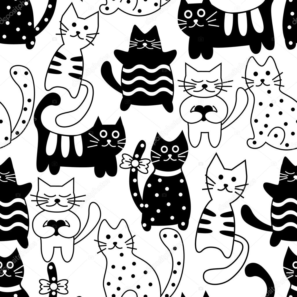 Cartoon seamless bicolor cats