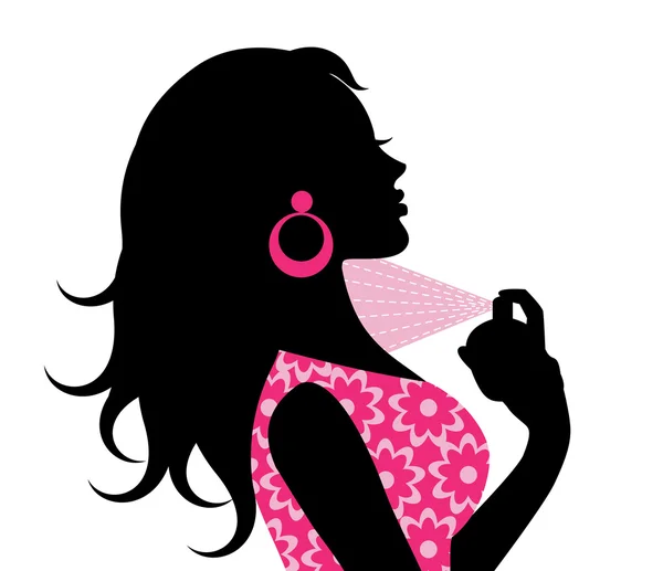 女人喷香水 — 图库矢量图片