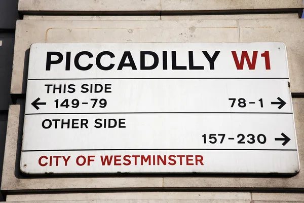 Londoner Straßenschild - piccadilly — Stockfoto