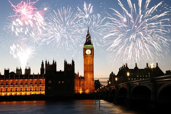 Fireworks over Big Ben — Stock Photo, Image