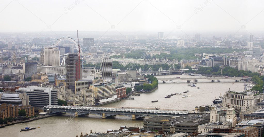 London skyline overlooking thames river