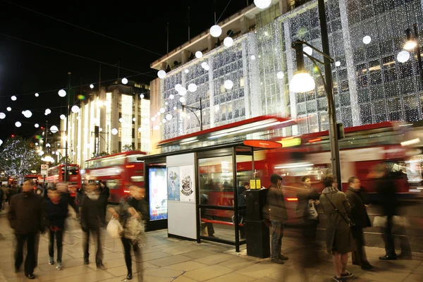 2013, Oxford Street with Christmas Decoration — Stock Photo, Image