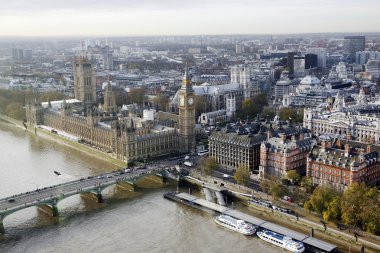 London eye görülen Londra manzarası