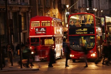 London Routemaster Bus at night clipart