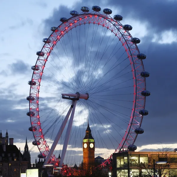 Vista de The London Eye con Big Ben —  Fotos de Stock