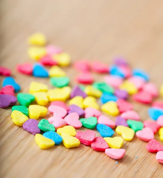 Sweet colorful candy hearts background — Stock Photo, Image