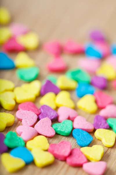 Sweet colorful candy hearts background — Stock Photo, Image
