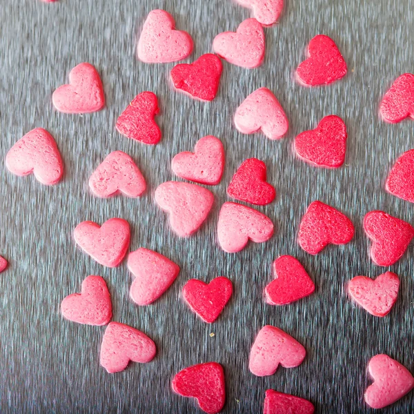 Γλυκιά καραμέλα πολύχρωμες καρδιές φόντο — Φωτογραφία Αρχείου