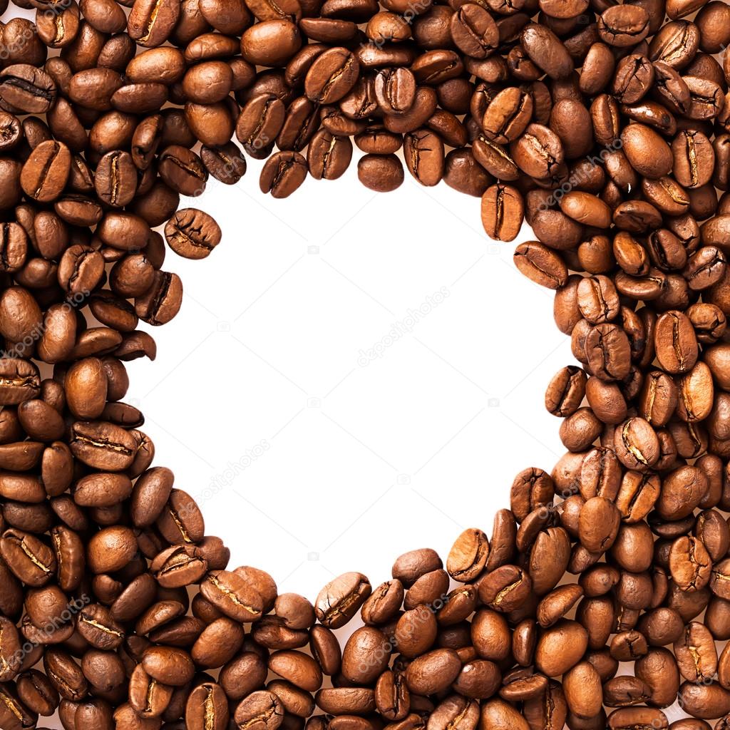 Coffee beans circle frame background