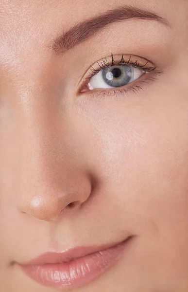 Closeup face portrait of beautiful young woman — Stock Photo, Image