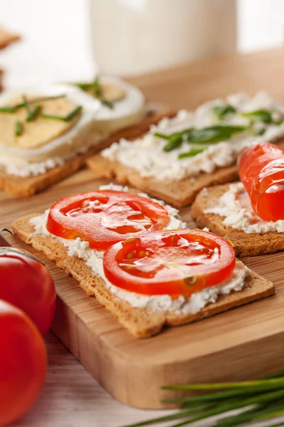 Tasty canapes breakfast meal — Stock Photo, Image