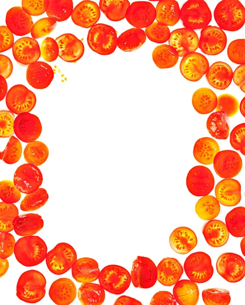Нарезанные помидоры изолированные пищевые рамки фона — стоковое фото