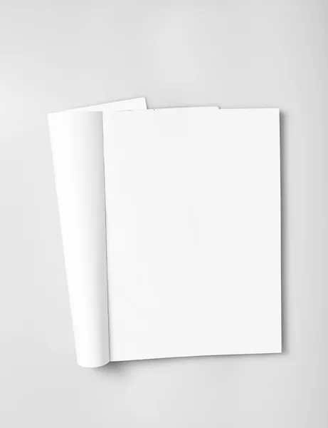 Revista aberta com páginas em branco — Fotografia de Stock