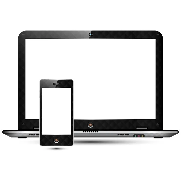 Hochdetaillierte Laptops & Smartphones — Stockvektor