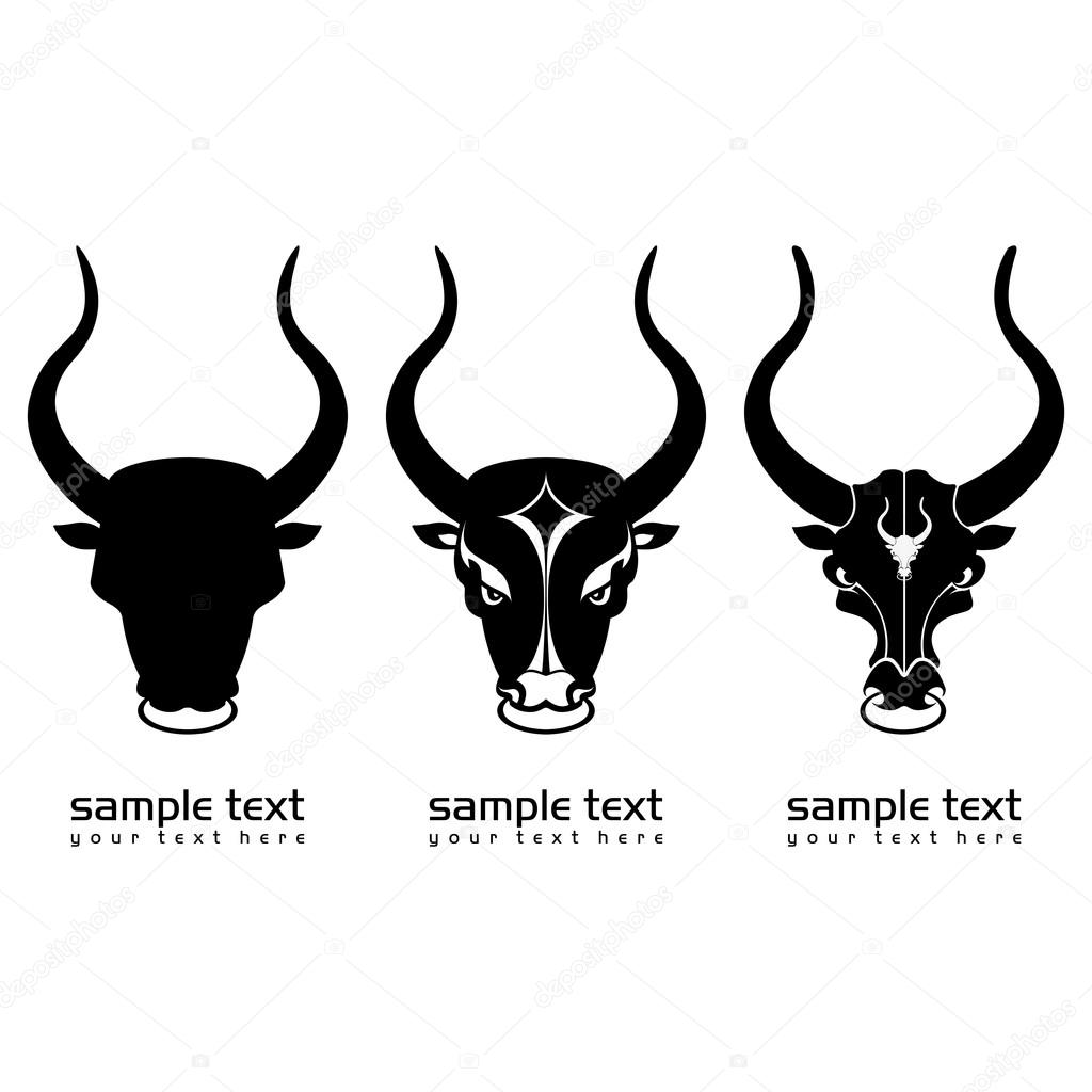 Black and white bull head icons