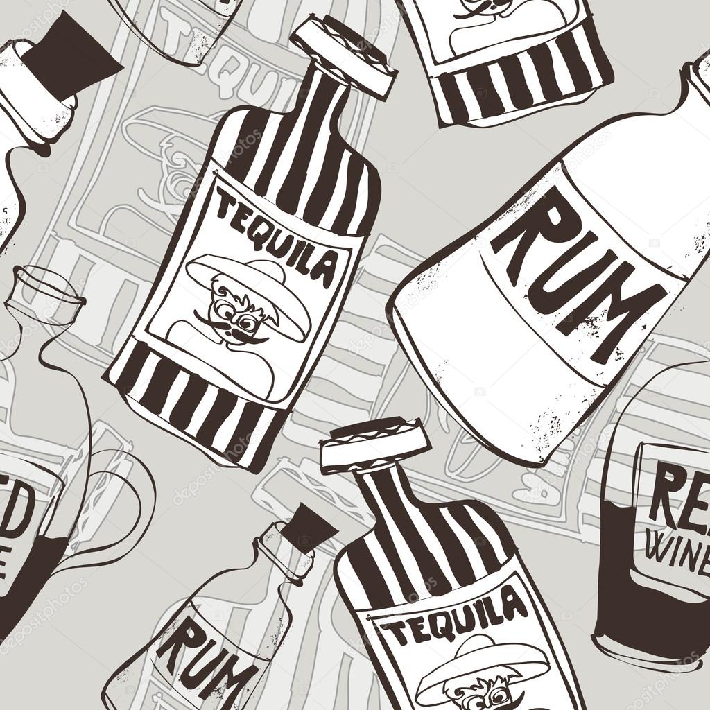 Seamless background with bottles