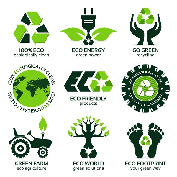 Label écologique et ensemble de symboles — Image vectorielle