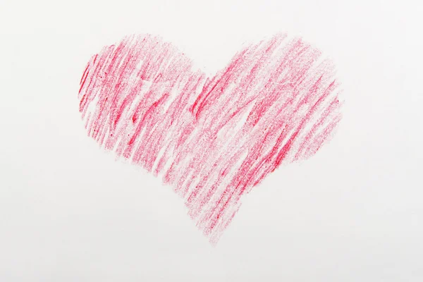 Red heart drawn on paper — Stock Photo, Image