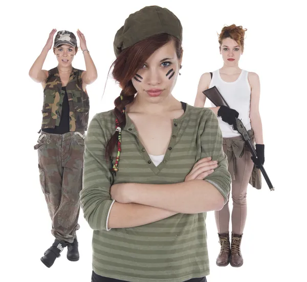 Young woman having rifle — Stock Photo, Image