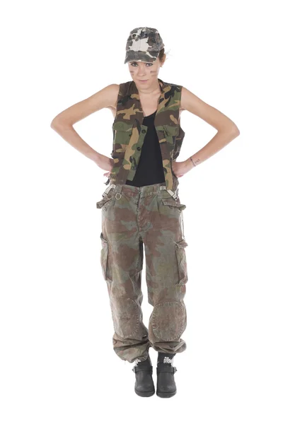 Model dressed as a military mercenary — Stock Photo, Image