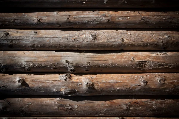 Wooden logs wall of rural house — Stock Photo, Image