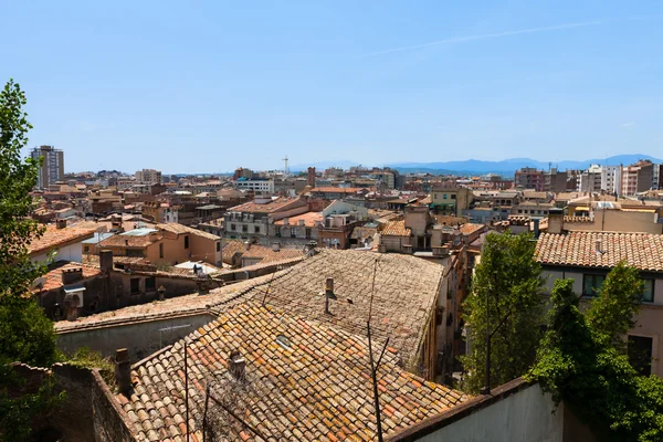Vista dal tetto sul centro storico di Girona — Foto Stock